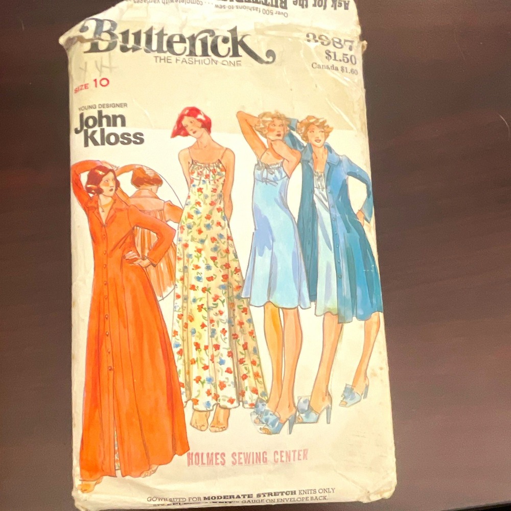 Butterick 3987 Vintage Original John Kloss Women’s Robe & Gown Pattern Size 10
